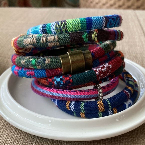 TRIBAL-BOHO Fabric Cord Bracelet in Teal - Picture 8 of 8